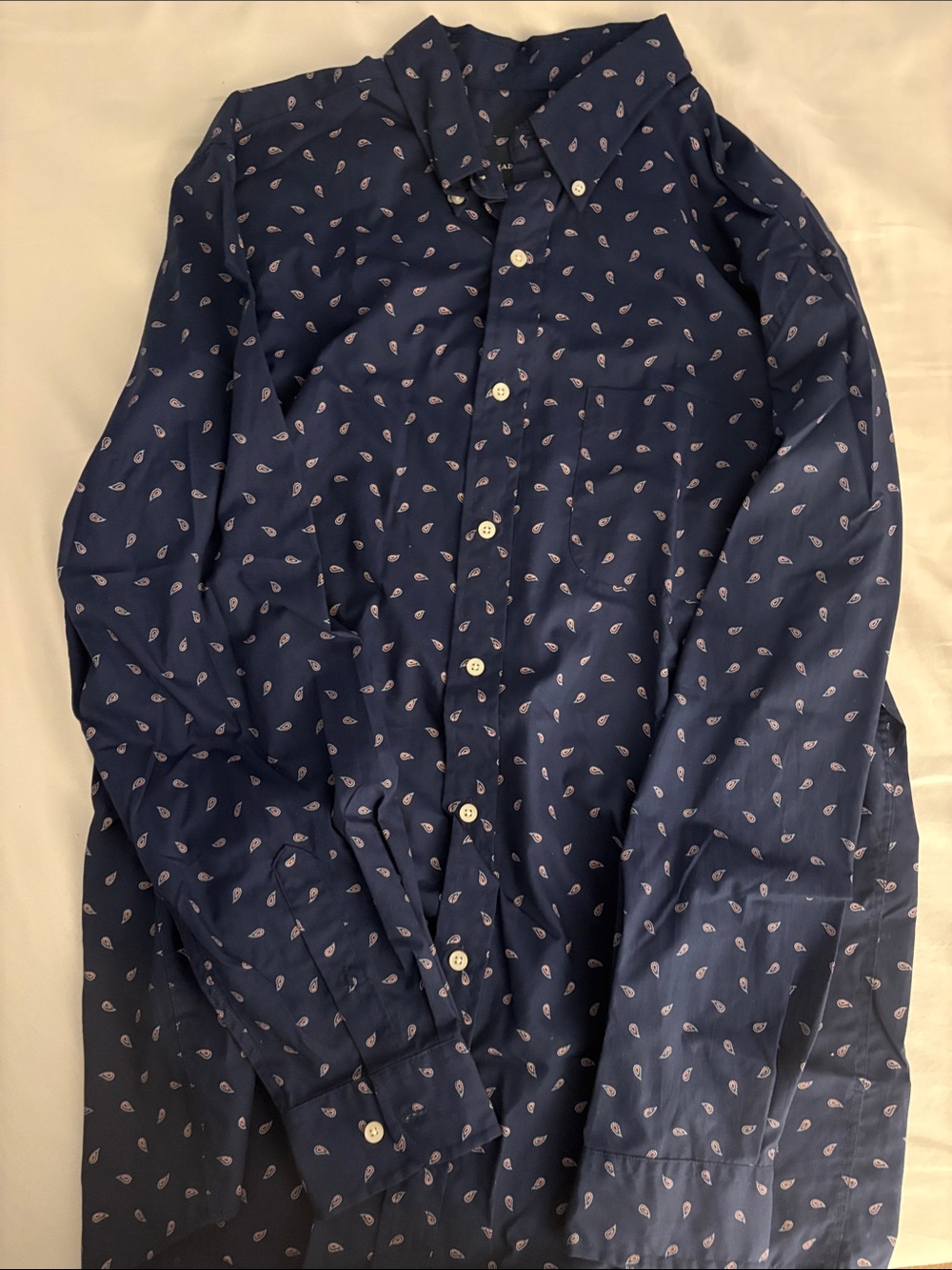 Saddlebred Men's Navy Button-Up Shirt with Paisley Print